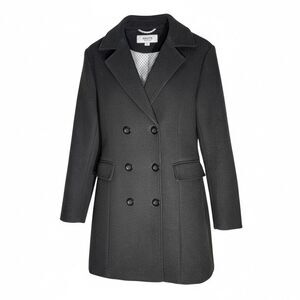 Haute Edition NWOT Black Double Breasted Pea Coat Medium New Wool Blend Woman